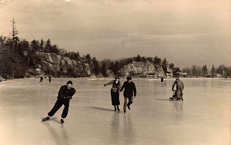 Guests in 1938 enjoy skating on Lake Mohonk.